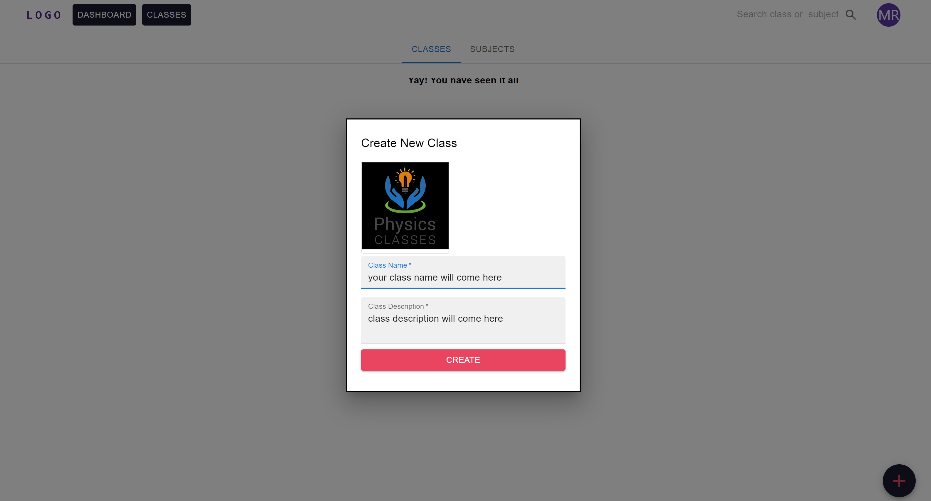 Create class form